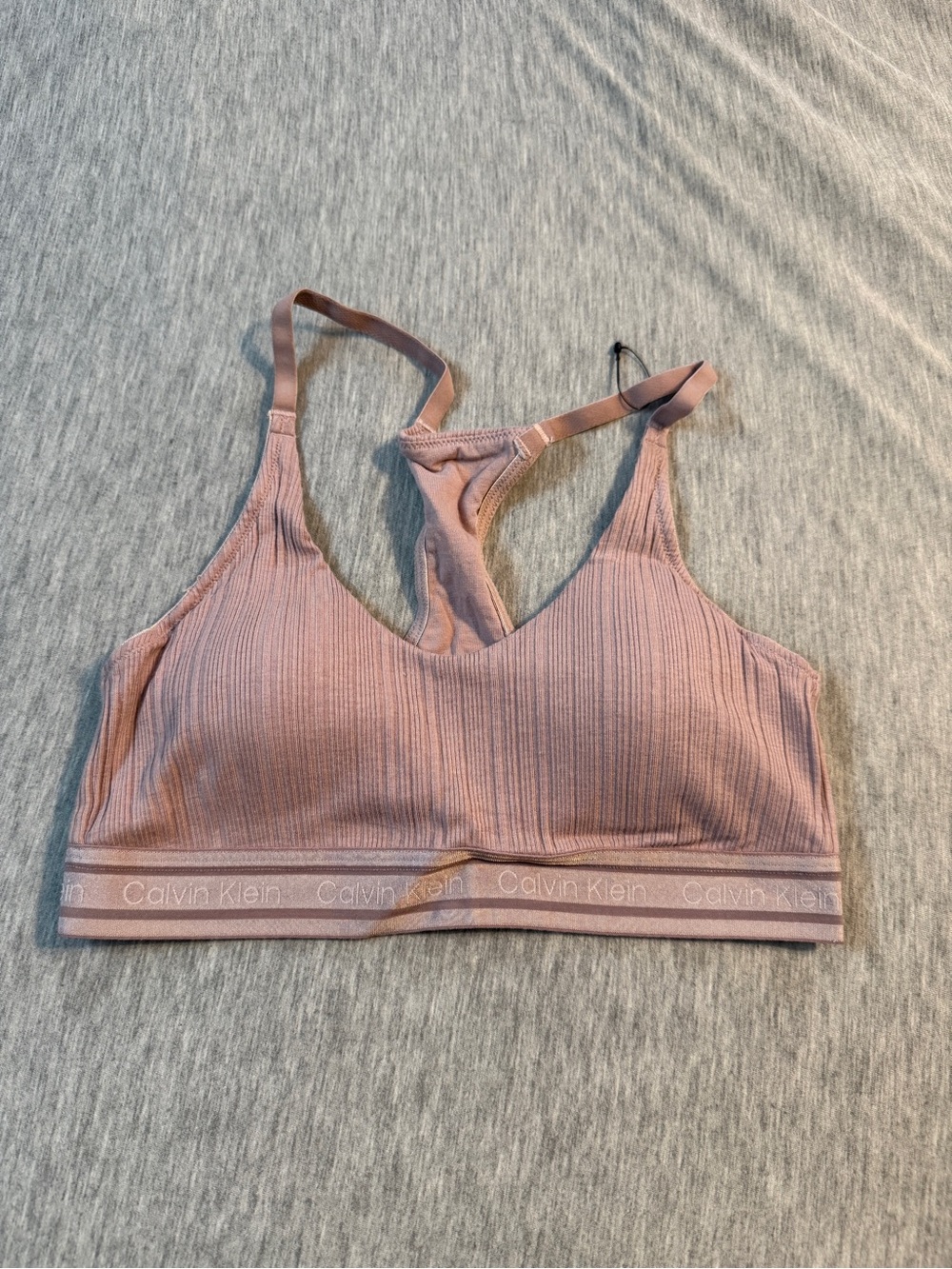 Calvin Klein Ribbed Wireless Bralette — Mauve Pink